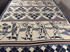 Vtg Simply Country Classic Golf Tapestry Throw Blanket 72 X 48  Fringe Plaid