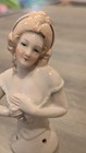 Antique Germany Porcelain Half Doll Pin Cushion Lady 3 75    3 3 4    Victorian Lady