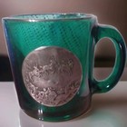 Vtg Wendell August Forge Christmas Mug Green Pewter Ornament Santa Sleigh Rare