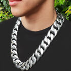 Heavy Strong 32mm Silver  gold Plated Cuban Link Chain Stainless Steel Necklace