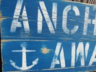 10  X 24 Inch Wood  anchors Away  Sign Nautical Seafood   s845 