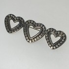 Vintage Sterling Silver 925 Triple Heart Pin Brooch Lg Embossed Open Design 3 25