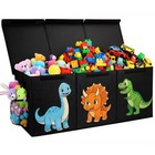Extra Large Dinosaur Toy Storage Chest  Collapsible Organizer With Lids  40 x16 