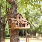 Cedar Wood Birdhouse Six Room Outdoor Garden Decor Attractive Nesting House New
