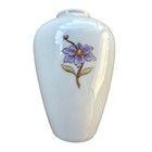 Hollohaza Vintage White Porcelain Vase 4    Hand Painted Floral Hungary
