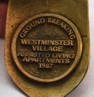 1987 Ground Breaking Westminster Village West Lafayette In Brass metal Shovel