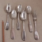 Antique 19th C Russian Imperial Silver Lot 84 Large Serving Spoons Fork 437g