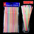 Multicolor Plastic Straws Kitchen Beverage Disposable Drinking Straw 