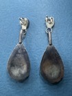 Antique Native American Navajo  925 Sterling Silver   Onyx Dangle Earrings