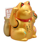 Japan Beckoning Waving Lucky Cat Electric Arm Moving Maneki Neko Lottery Holder