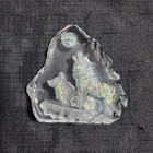 Crystal Etched Howling Wolves Coyote Howling Moon Sculpture Paperweight