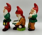 3 Vintage Elf Gnome Christmas Colorful Chalkware Figurines Rb Japan