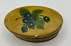 Small Vintage Metal Tin Oval Gold W  Blueberries Hand Done 