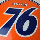 Vintage Union 76 Gasoline Sign - Porcelain Gas Motor Oil Service Pump Sign