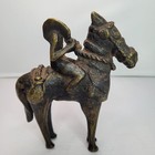 19c Indian Temple Brass  bronze  Figure Headless Warrior   Horse 13cm 1lb 8oz 