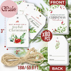 Merry Christmas Gift Tags With String - 80 Pcs Christmas Name Tags For Gifts  Bu