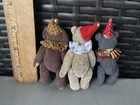 Lot 3 Clown Mini Miniature Collector Teddy Bear Artist Designed Bears Cute