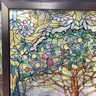 Tiffany  tree Of Life  Stained Glass Panel Vtg Signed Reproduction Read 