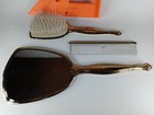 Vintage Mcm Hand Mirror Brush Comb Set Vanity Dresser Gold Tone
