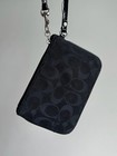 Coach Signature Monogram Canvas Corner Zip Wristlet In Black
