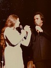 Original Early 80 s Candid Personal Photo Of Johnny   June Cash On Stage Singing