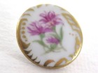 Lg Med Hand Painted Porcelain Button - Pink Flowers  Dahlias Carnations