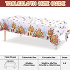 Christmas Gingerbread Tablecloth Gingerbread Man House Xmas Table Cover Polye   