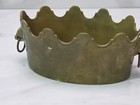 Vintage Solid Brass Scalloped Cache Pot With Lionhead Handles 8 X 5 X 3 5   