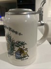 German Beer Stein Stoneware W Pewter Lid Bavarian Coat Of Arms Made In Germany