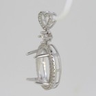 Sterling Silver Semi Mount Pendant Setting Oval Ov 16x13mm Rd4x4mm Cabochon