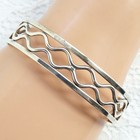 Vintage Modernist 925 Sterling Silver Cuff Bracelet Abstract Openwork Wavy 5 5 