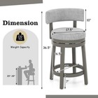Set Of 4 Upholstered Swivel Bar Stools Wooden Counter Height Kitchen Chairs Grey