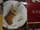 Beaded Gold Stocking Utensil Silverware Holders New Four