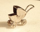 Baby Buggy Charm Antique Sterling Silver Articulated Pram Stroller