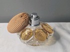 Vintage Amber Glass Perfume Bottle Atomizer Bulb Spray Vanity Art Deco 