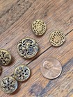 Lot Of 7 Antique Victorian Mirror Metal Filigree Twinkle Buttons