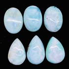 6 Pcs Natural Larimar 25-27 5mm Loose Mix Cabochon Untreated Gemstones Lot