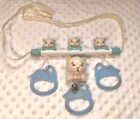 Vintage Celluloid Baby Crib Rattle Toy 9 5    Rare Adorable Kittes Great Condition