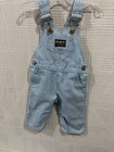 Vintage Oshkosh Bgosh Baby Boy Overall Light Blue Stripe 12 M Usa