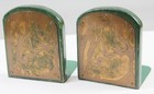 Vintage Wood   Copper Bookends Nature Tree Figural Handmade Pair