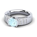 Aquamarine Bezel-set Round 6 00mm Side Stone Women Ring For Girls And Woman s