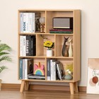 Wooden 7 Cube Book Shelf  Natural 3 Tier With Legs  Modern Open Storage Organ   