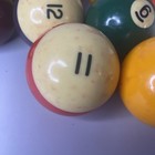 11 Vintage Pool Ball Billiard Numbered  W  Cueball Used With Marks Partial Set