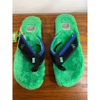 New Sanuk Grateful Dead Furreal Flip Flops Green Fuzzy Thong Sandals Soft Foam 7