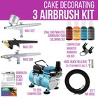 Master 3 Airbrush  Air Compressor Cake Decorating Kit  4 Chefmaster Food Colors