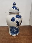 Antique Qing Dynastykangxi Lidded Temple Jar - Blue   White - Children