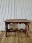 Antique Primitive   Rustic   French Country Handmade Wood Bench  curves  23 25  