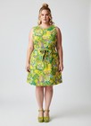 Vintage 60s Size L Unworn Dress Cotton Green Go Go Mod  palm Island 