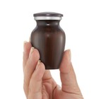 Small Mini Keepsake Cremation Urn For Human Ashes  Brown With Velvet Case