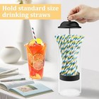 10 8 Inch Straw Holder For Standard Size Drinking Straws With Lid Black